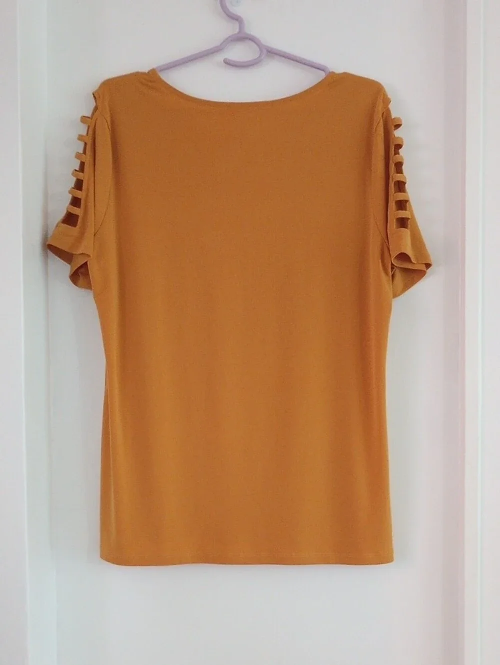 Michael Kors Mustard Yellow Short Sleeve Blouse Top Summer Size Large